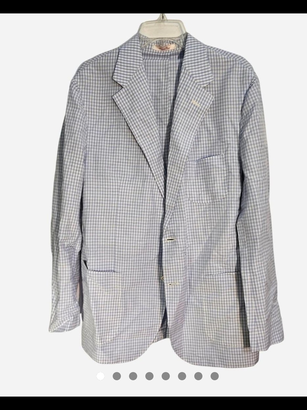 Sartoria Rossi Italy Blue Gingham Seersucker Sport Coat Blazer 44R